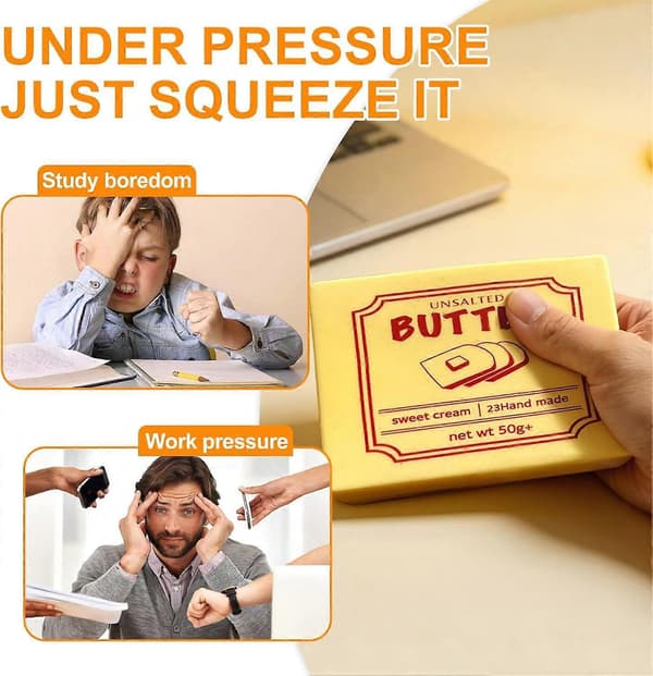 Langsomt Tilbagefjedrende Smør Squishy Klemmelegetøj, Ost Squishy Fidget Legetøj, Voksne Sensorisk Stressaflastende Squishy Terning, Blød og Elastisk, Festgave 2PCS