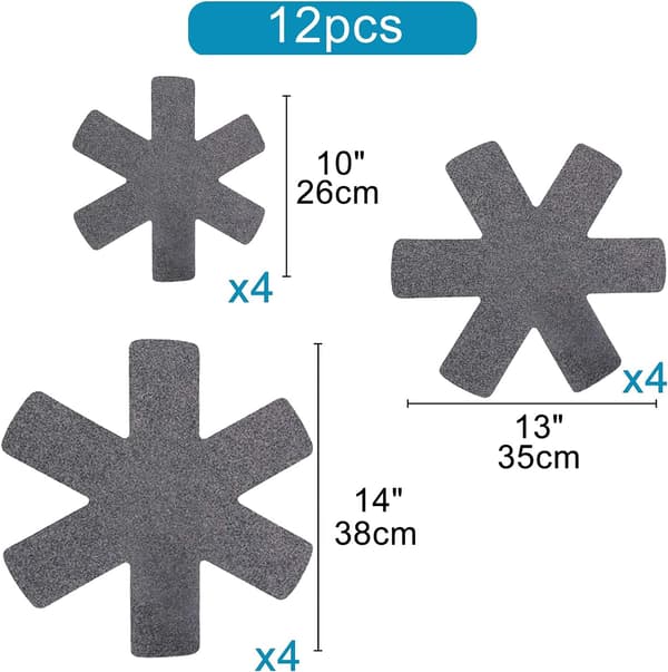 Felt Pan Protectors, 12-Piece Set with Pot Holders and Frying Pan