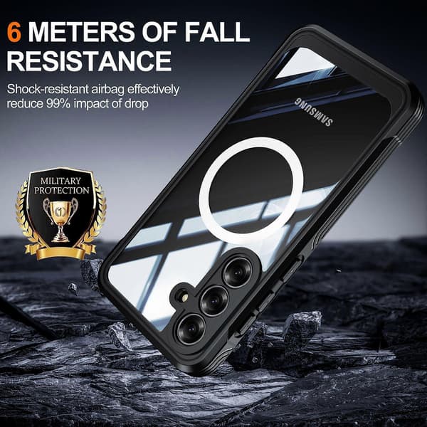 9H Glass Shockproof Mobile Case Compatible with Samsung Galaxy S25 FE with Magnetic Wireless Charging