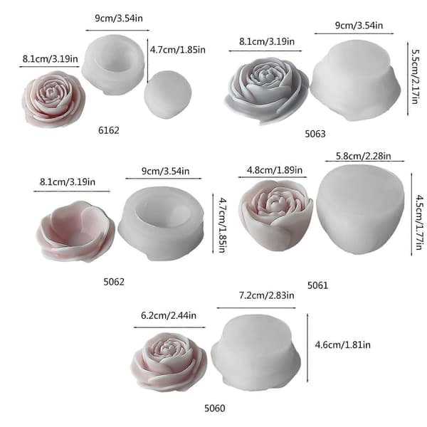 Solid silikonform for stearinlys med elegante peondesign, motetilbehør for bryllup og hjemmedekorasjon