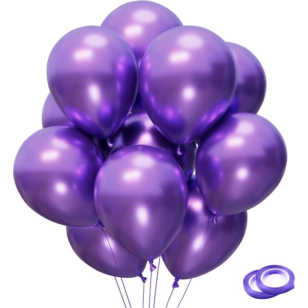 Lilla festballonger 100 stk 12 tommer krom metalliske lilla heliumballonger for bursdagsfestdekorasjon og buedekorasjon bryllupsdag