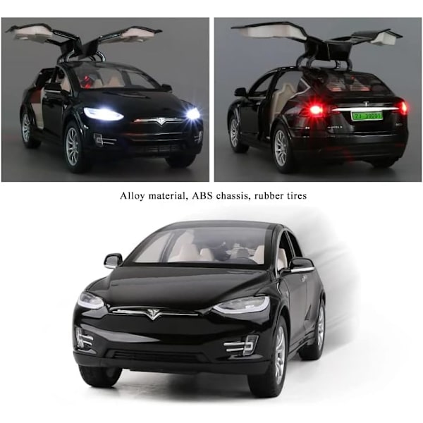 Træk tilbage biler legetøj med lys og musik, legering diecast elektronisk bilmodel X 1:32, mini køretøjer legetøj til børn børn småbørn Tesla bil elskere