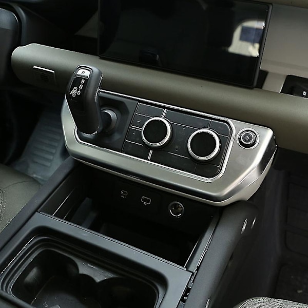 Dekorationstrims för Land Rover Defender 90 110 -2023 Bil Mittkonsol Luftkonditioneringsläge Knappram ABS Matt black