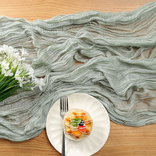 Thanksgiving bordslöpare Rost Cheesecloth bordslöpare 13,3ft Boho Gauze ostduk 160 tum lång för bröllop brud födelsedagsfest bord