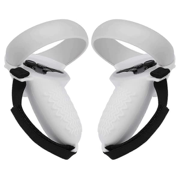Silikone Controller Cover til Oculus Quest 2 med skridsikkert greb og justerbar håndrem White