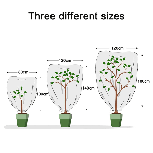 Frostbeskyttende plantetrekk i fleece, vinterbeskyttelse for planter mot kulde, vindtett, hvit, 60 g * 1,2 m * 1,8 m, med glidelås