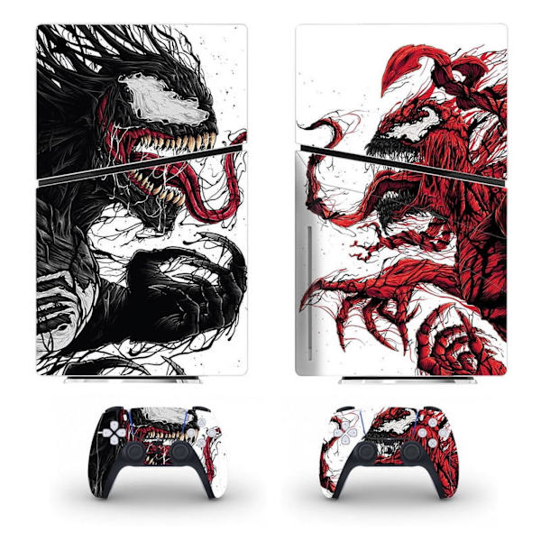 Playstation 5 Slim Ps5 Slim Venom & Carnage Spider Man Skin Decal And Controller Stickers Set, Scratch-resistant (Disk) Style12