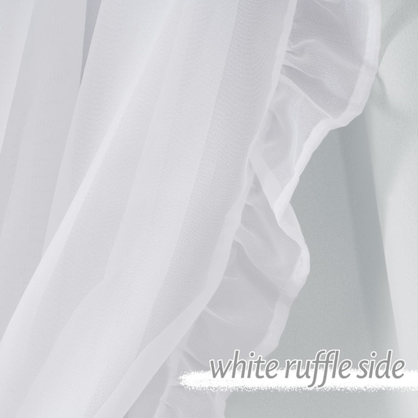 Hvid plisseret transparent gardin med slips, fransk landlig stil gardiner soveværelse indretning, 52\" x 84\" 132,08 cm B x 213,36 cm L, Off-White, 2 stykker