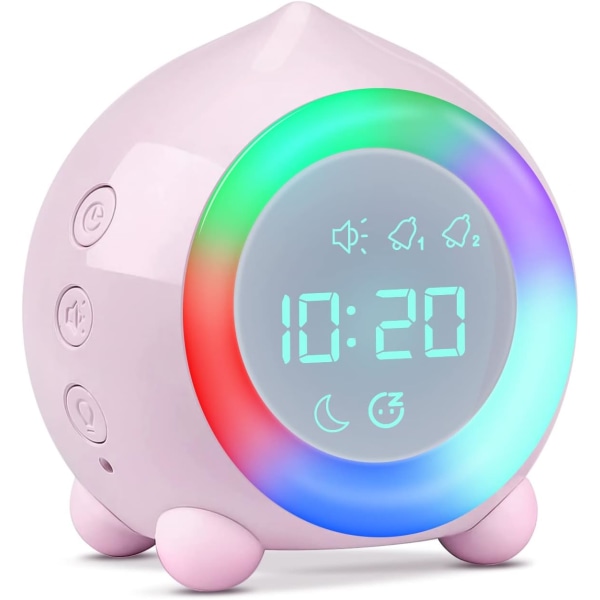 LED Luminous Children's Alarm Clock, USB Charging Alarm Clock, Multifunctional Adjustable Night Light Countdown for Girls Boys (Pink)