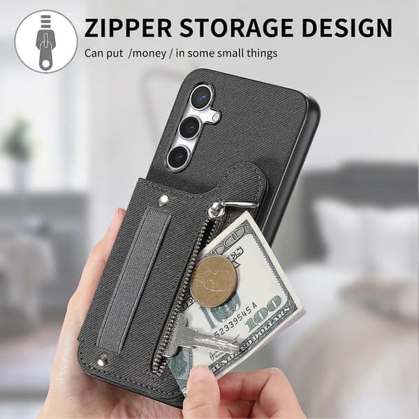 PU Leather Wallet Case Compatible with Samsung S24 FE with Card Holder & Elastic Band