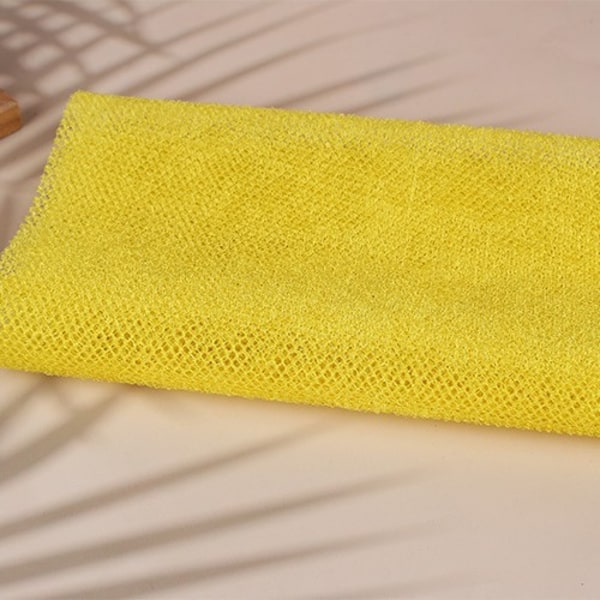 2 kpl verkkosieniä, kylpyvartalon kuorinta Kylpyvartalon selänpesin pehmeämmälle iholle Yellow 30*80cm
