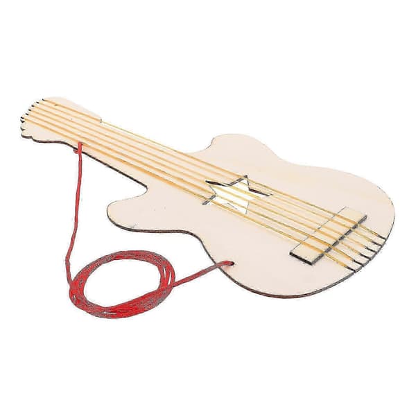 Beige DIY-gitarr i trä för barn, musik- och konstprojekt, utvecklar finmotorik, 1-pack