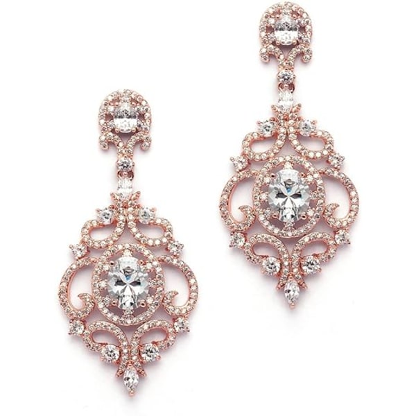 Victorian Scrolls Cubic Zirconia Bryllup Brud & Prom Lysekrone Pierced eller Clip-On Øredobber