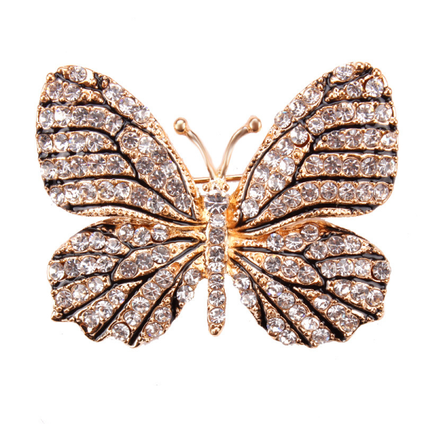 6 stk. Multicolor Rhinestone Crystal Butterfly Brosche Pin Lapel Pin til kvinder (6 farver)