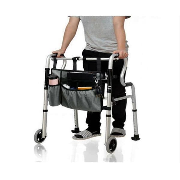 Outdoor Storage Bag for Wheelchair and Rollator Hands-Free Multifunctional Polyester Rollator Bag