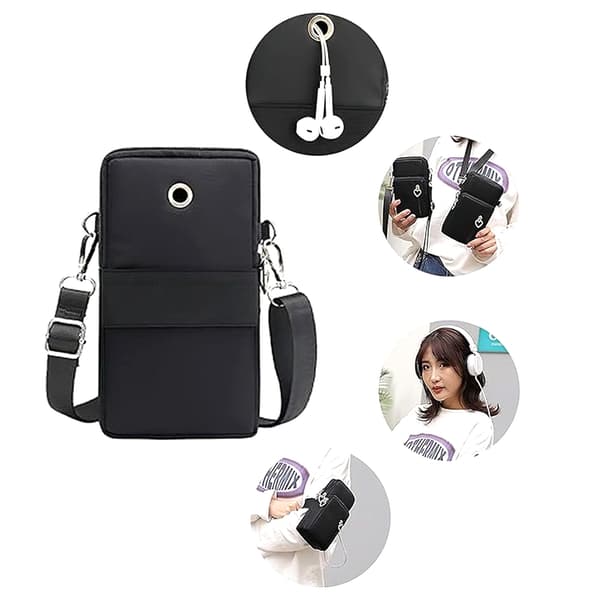Mobile Phone Bag with Shoulder Strap - Handbag Svart black