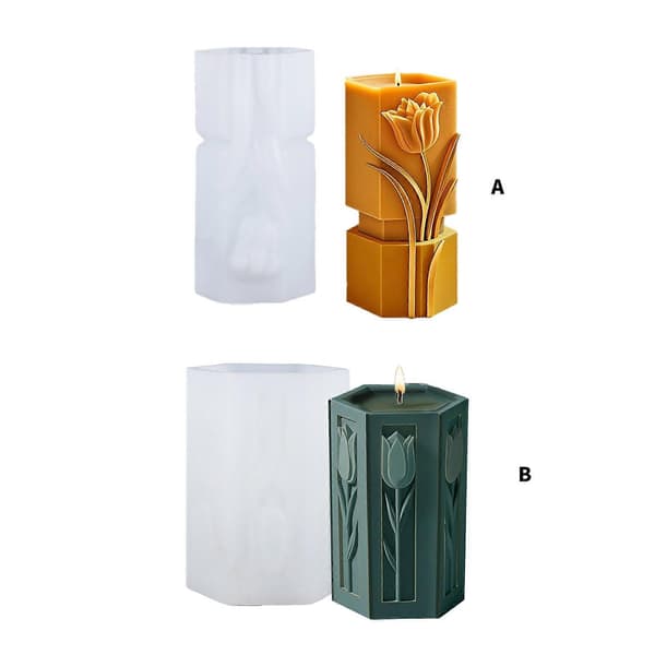 3D Blomster Cylinder Silikone Lysforme til Epoxyharpiks Fremstilling af Lys Sæbe Gips Silikoneforme til Boligindretning