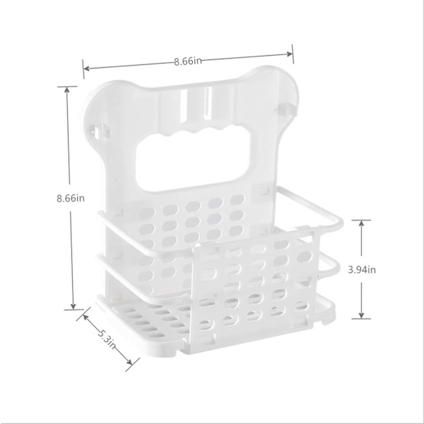 2 st väggmonterad hopfällbar tvättkorg, liten plastkorg, hopfällbar ihålig hängande badrums- och köksställ, kökstillbehör (vit)