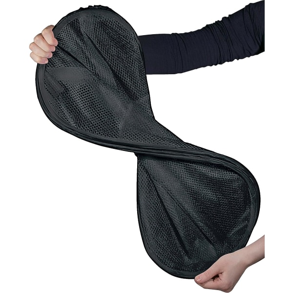 Hopfällbar tvättkorg i nät med bred öppning och sidoficka – Andningsbar, robust, hopfällbar, platsbesparande design (svart | 2-pack)