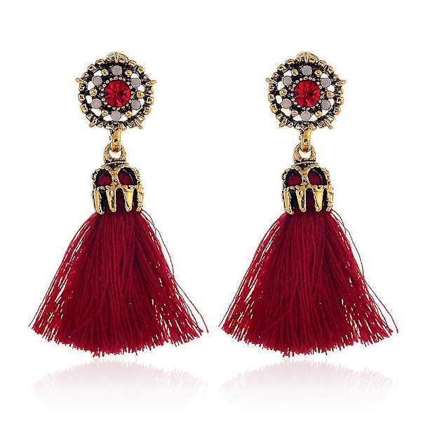 Vintage-inspirerade Rhinestone-kristall fransar hängande örhängen mode smycken Rd