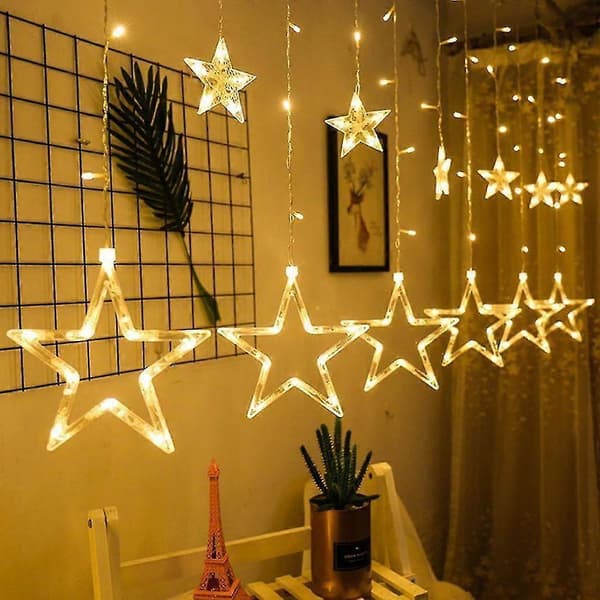 LED lyslenke 12 stjernegardin LED lysgardin jul varmhvit