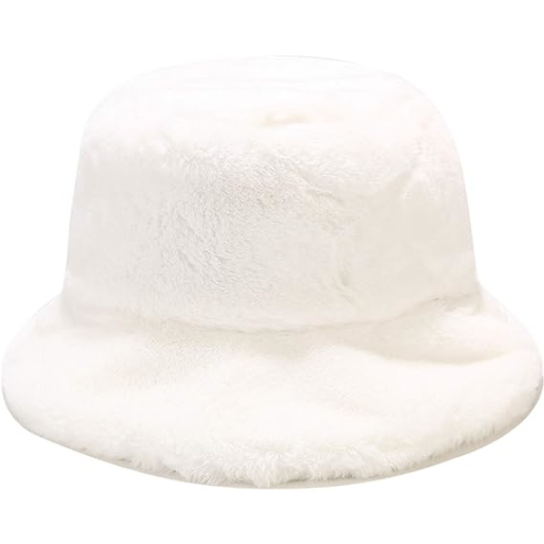 Vinter Faux Fur Bucket Hat Fluffig Varm Mössa för Kvinnor Män