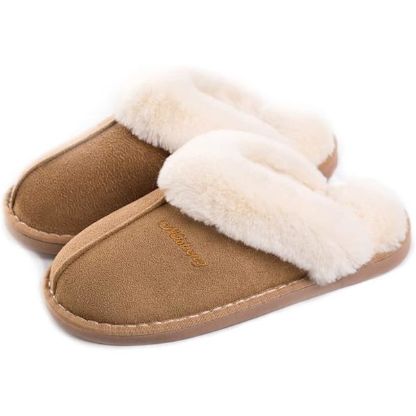 Hussko til kvinder og mænd, Fuzzy Fluffy Memory Foam Slip-on Hjemmesko Anti-Skridsikker Super Varme (Størrelse: 5-6)