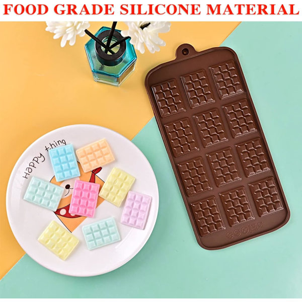 2 stk. silikone adskillelige chokoladeforme, silikone firkantede forme, non-stick slik chokoladebar forme, genanvendelige slik protein silikone chokoladeforme