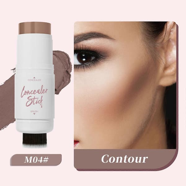2-i-1 dobbelthodet highlighter-stift, bronzer-stift, konturerings-stift, multifunksjonelle sminkestifter, rouge-stift