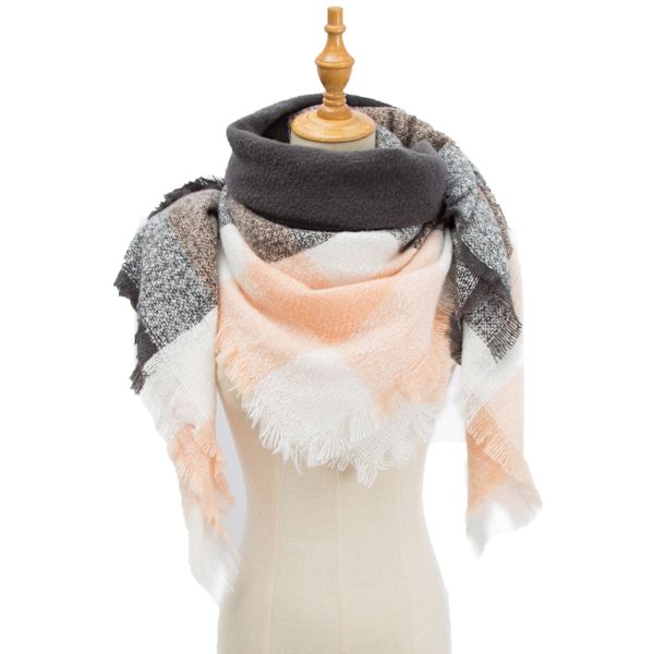 Modevinter Varm Stor Rutig Pläd Sjal Halsduk SJ-29#dark gray powder 135x135x200cm