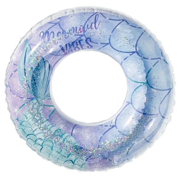 Oppblåsbar badering for barn, badering poolbøye, retrostripet PVC oppblåsbar bøye poolbøye Blue sequin mermaid Suitable for teenagers