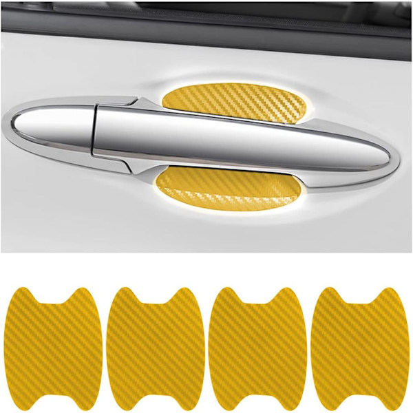 4PCS Bil Dörrhandtag Skydd Dekal, Universal Kolfiber Anti-Scratch Bil Dörrhandtag Skydd, Dörr Sida Färg(Guld)