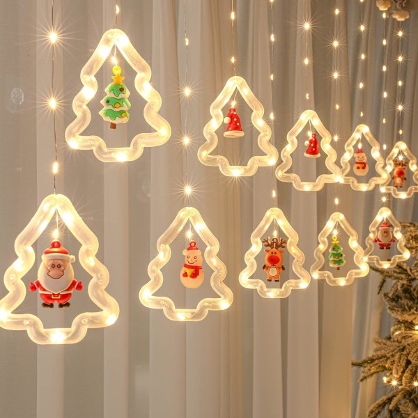 10 trädbelysningar 120 LED-juldekorationer inomhus, batteridrivna julfönsterljus 9,84 fot Vattentät slingljus för festgardindekoration