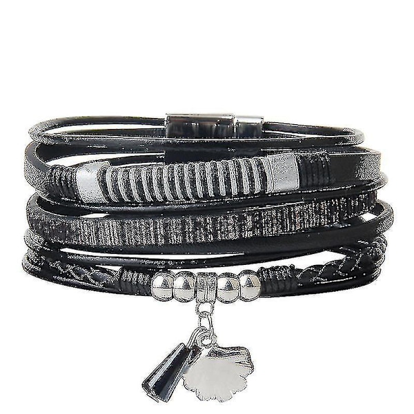 Læderarmbånd til kvinder med magnetisk lukning og krystaller