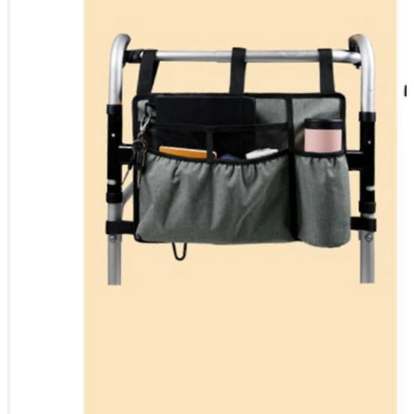 Outdoor Storage Bag for Wheelchair and Rollator Hands-Free Multifunctional Polyester Rollator Bag