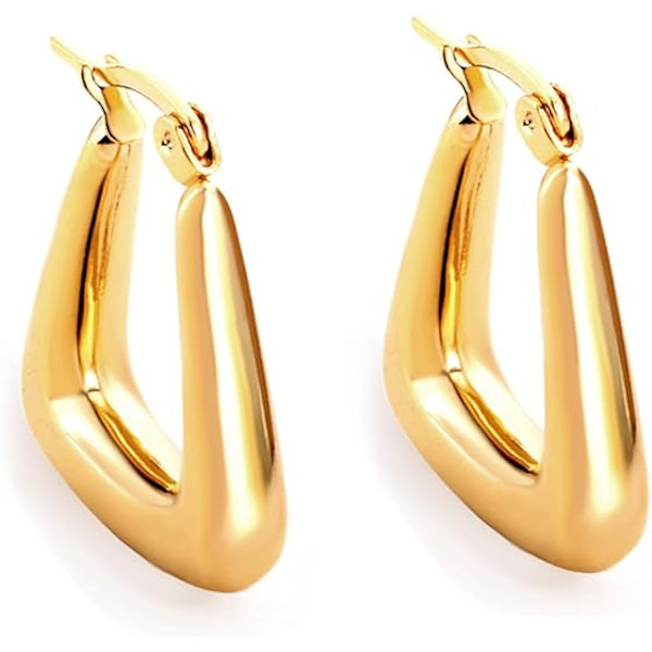 Guld handgjorda kedje spänne kvinnor creoler örhängen, allergivänliga och olika stilar, perfekt för födelsedagsfester, jul och presentgivning (Triangulär)