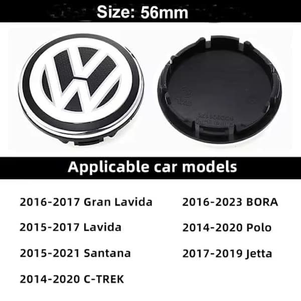 4-pak Volkswagen Navkapsler - Hjulnavsemblem 56mm Sølv Sølv