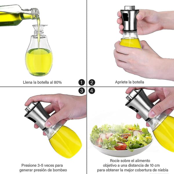 Oliesprøjtedispenser 200 ml Klar Rustfrit Stål Olivia Olieflaske Lækagesikker, Eddike Glasdispenser Til Madlavning