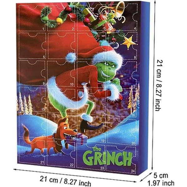 Julekalender 2023, adventskalender, adventskalender for barn, med 24 stk Grinch julefigurer for barn julegavefest