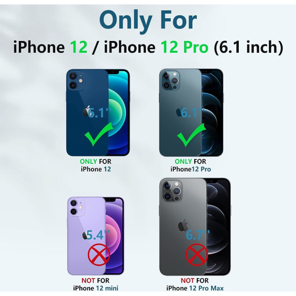 iPhone 12-fodral, militärklassat, droppskydd, robust skyddande skal med stativ | Matt texturerat stötsäkert TPU-hybridstötfångarefodral 6,1 tum