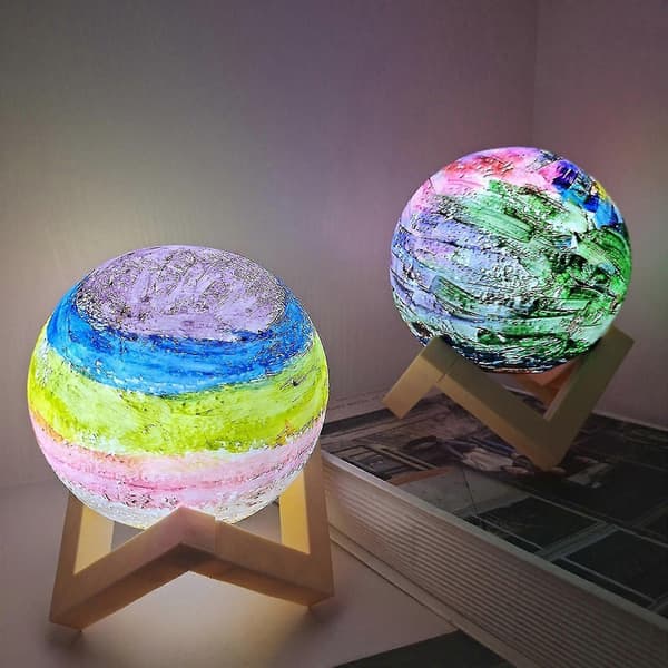 Mal dit eget månelampe-sæt, gør-det-selv 3D måne-natlampe med træfod, kreativt kunsthåndværkssæt til børn