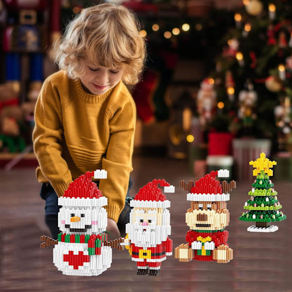 2023 Joulu Lelut Rakennuspalikat Joulu Poro Miniatyyri Rakennuspalikat Lomapäivälahja Harjoita Kädentaitoja Ja Älykkyyttä (Puu)