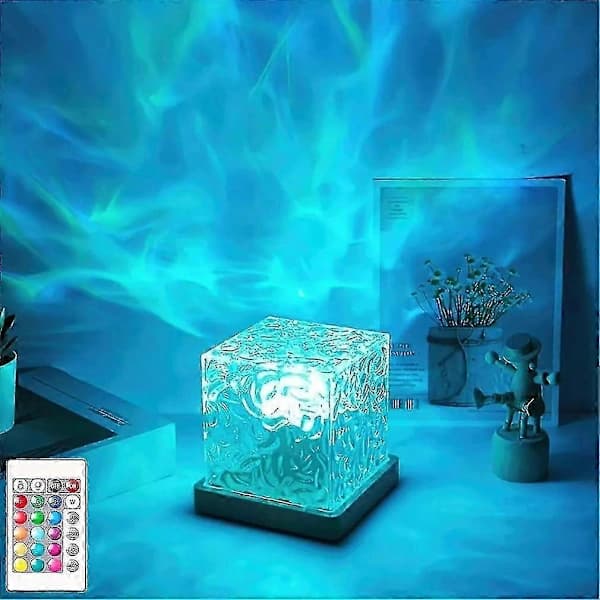 Starry Sky Lamp, Aurora Cube Lamp, 16-Color Wave Lamp, with Remote Control, Rechargeable.