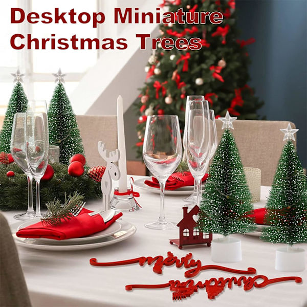 Mini julgran med lampor, 4-pack bordsjulgran med lampor för juldekorationer inomhus Xmas semesterfest