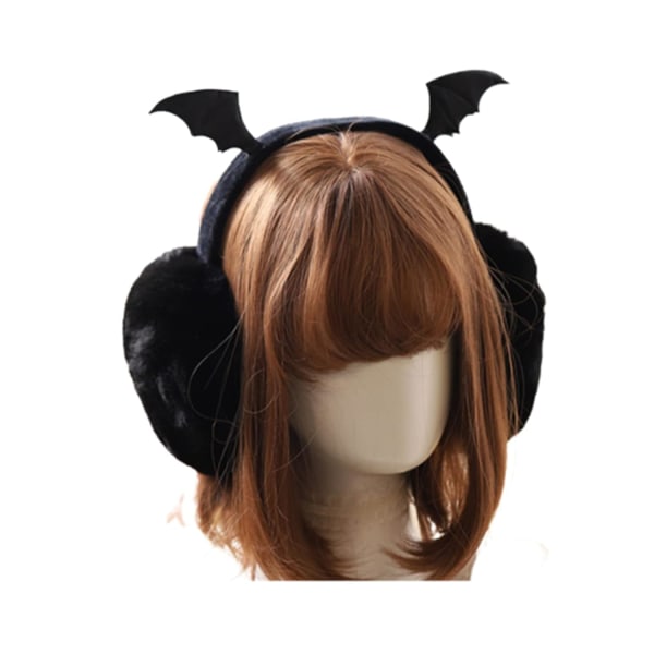 Kawaii söta fladdermusvingar Öronmuffar Faux Fur Varma Öronmuffar Söta Utomhus Öronvärmare Svart Kvinnor Flickor Jul Fest Halloween (fladdermusvinge öronmuff svart)