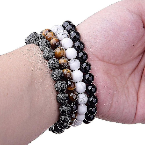 Pärl armband, naturstenspärlor Herrsmycken (tigeröga)