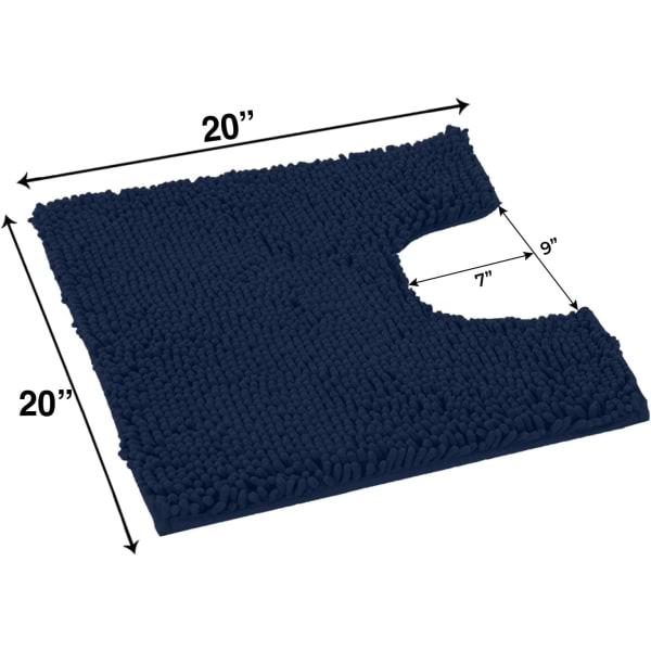 Toalettmatter u-formet - Ekstra myk plysj badematte, 1'' chenille mikrofibermateriale, superabsorberende lodden maskinvask og tørk 20 × 20\"