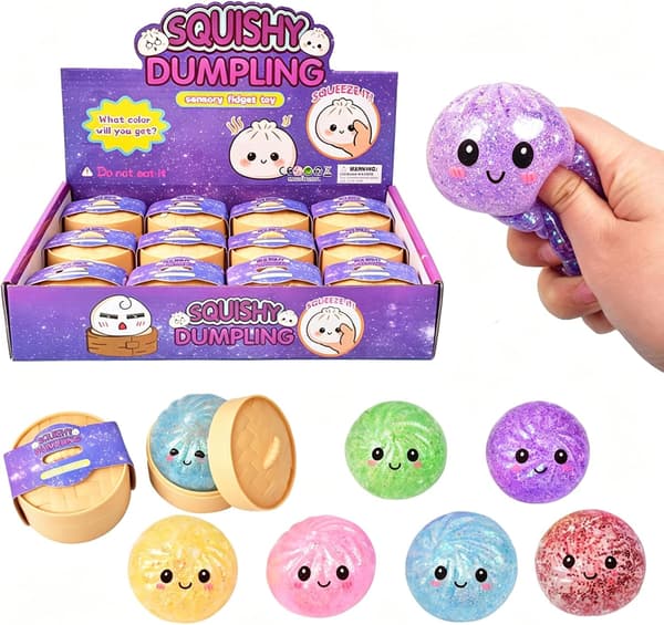 12 stk Glitter Dumpling Squishy, 2026 Opgraderet Mini Squishy Dumpling Legetøj, Søde Stressbolde Fidget Sensorisk Legetøj, Julegave Strømpefyld med