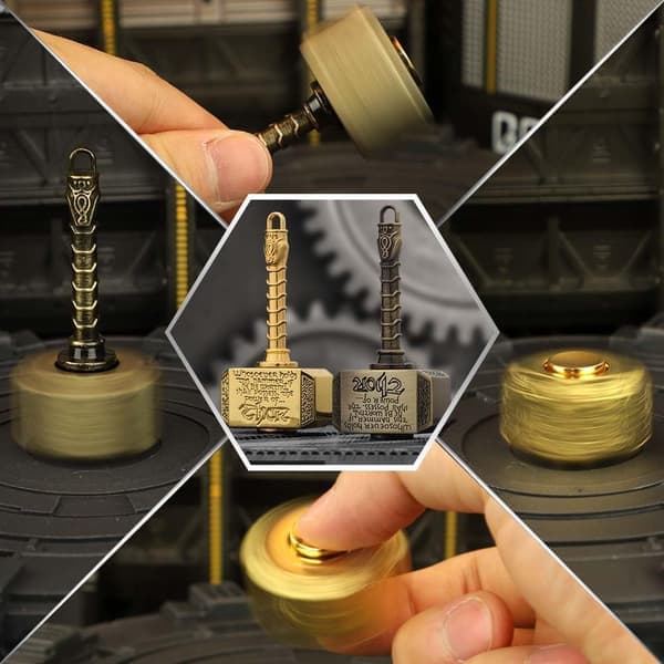 Messing Fidget Spinner, Metallleker, Gave til Barn og Voksne, Tors Hammer Finger Håndspinner (2-pakning)
