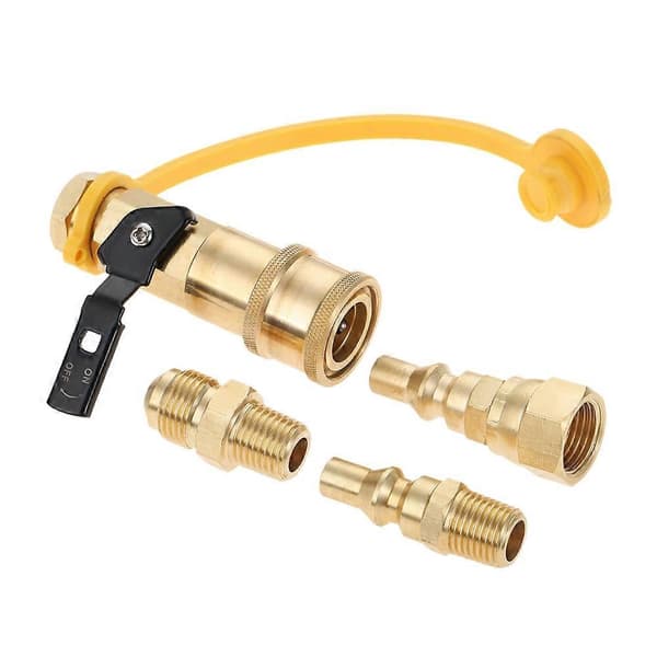 5 stk. 1/4 tomme RV Quick Connect Propanadapter Afspærringsventil Fuldstrømsstik 3/8 tomme Han Flare Fitting til RV-del